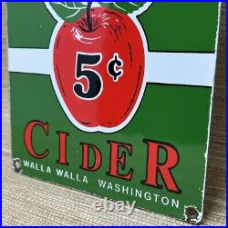 Vintage Red Cheek Cider Porcelain Sign Gas Station Bottle Pepsi Pump Plate