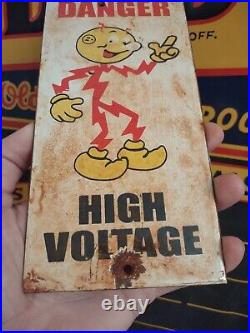 Vintage Reddy Kilowatt Porcelain Electricity Power Company Sign General Electric