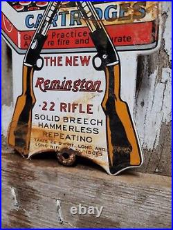 Vintage Remington Porcelain Sign Umc Ammo Gun Rifle Cartridges Firearms Gas Oil
