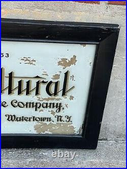 Vintage Reverse Glass Painted Advertising Sign Agricultural Insurance Watertown