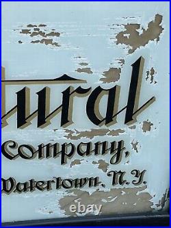 Vintage Reverse Glass Painted Advertising Sign Agricultural Insurance Watertown