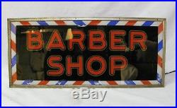 Vintage Reverse Glass Painted Lighted Barber Sign