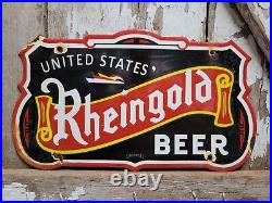 Vintage Rheingold Beer Porcelain Sign Bar Restaurant Pub Alcohol Tavern Gas Oil