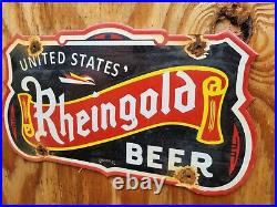 Vintage Rheingold Porcelain Beer Sign Bar Restaurant Pub Alcohol Tavern Gas Oil