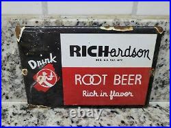 Vintage Richardson Porcelain Soda Sign Rootbeer Door Palm Push Gas Motor Oil