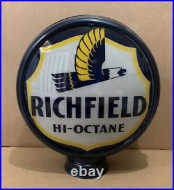 Vintage Richfield Rocor Glass Gas Pump Globe Original Garage Ethyl Sign Lens
