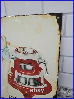Vintage Ridgid Porcelain Sign Hand Power Tools Garage Oil Gas Station Service