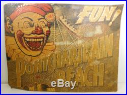 Vintage Roller Coaster Sign Amusement Park PONTCHARTRAIN Beach Fun! Closed 1983