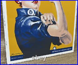 Vintage Rosie The Riveter Porcelain Sign Us Wwii