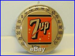 Vintage Round Advertising Thermometer, 7UP, Pop Soda, Original 7 Up