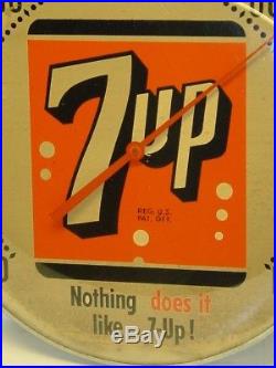 Vintage Round Advertising Thermometer, 7UP, Pop Soda, Original 7 Up