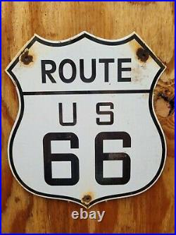 Vintage Route 66 Porcelain Sign Highway Transit Roadway Signage Shield Gas Oil