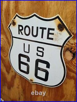 Vintage Route 66 Porcelain Sign Highway Transit Roadway Signage Shield Gas Oil