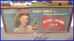 Vintage Royal Crown 1940's Shirley Temple Poster Board Framed Sign 29x12RARE