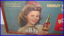 Vintage Royal Crown 1940's Shirley Temple Poster Board Framed Sign 29x12RARE
