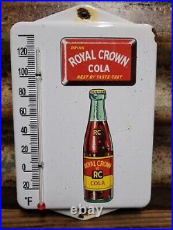 Vintage Royal Crown Cola Porcelain Sign Thermometer Rc Soda Drink Beverage Gas