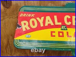 Vintage Royal Crown Porcelain Flange Sign 1936 Rc Cola Soda Beverage Advertising
