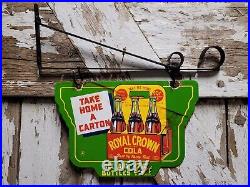 Vintage Royal Crown Porcelain Sign Rc Cola Soda Beverage Hanging Pop Advertising