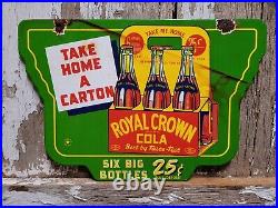 Vintage Royal Crown Porcelain Sign Rc Cola Soda Beverage Hanging Pop Advertising