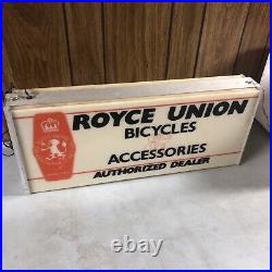 Vintage Royce Union Bicycle Accessories Dealership Light Up Sign Original