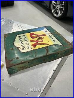 Vintage S&H GREEN STAMPS Metal 2-Sided Advertising Store SIGN 21 X 19 s & H