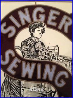 Vintage SINGER Sewing Machines Stained Glass Sign Advertising