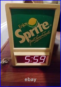 Vintage SPRITE Soda Pop Lighted Digital Wall Clock SIGN Advertising WORKS