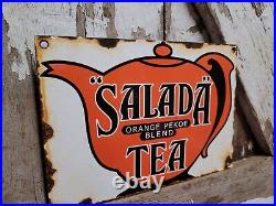 Vintage Salada Tea Porcelain Sign Coffee Drink Hot Beverage Advertising Tea Pot