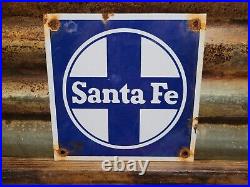 Vintage Santa Fe Railroad Porcelain Train Sign New Mexico Rail Track Railway