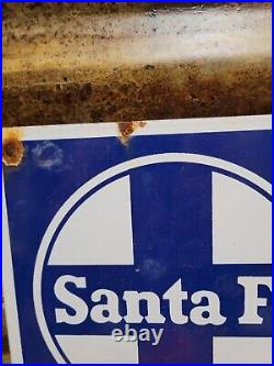 Vintage Santa Fe Railroad Porcelain Train Sign New Mexico Rail Track Railway