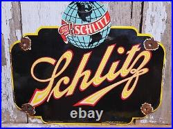 Vintage Schlitz Porcelain Sign Beer Restaurant Bar Pub Brewery Brewing Tavern