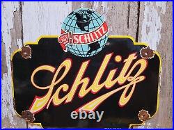 Vintage Schlitz Porcelain Sign Beer Restaurant Bar Pub Brewery Brewing Tavern