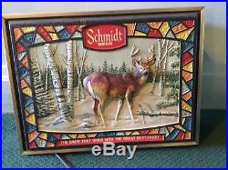 Vintage Schmidt Beer Buck Deer Light Up Sign Hunt Hunting Wildlife Works
