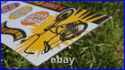 Vintage Schwinn Bicycle Metal Porcelain Sign Rare Gas Oil Pump Ad Stingray Rare