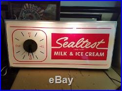 Vintage Sealtest Milk and Ice Cream Advertising Clock Sign Light up