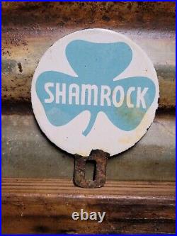 Vintage Shamrock Porcelain Sign Topper Gas Oil Lube Service Irish Lucky Clover