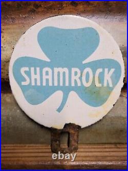 Vintage Shamrock Porcelain Sign Topper Gas Oil Lube Service Irish Lucky Clover