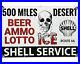 Vintage-Shell-500-Miles-Desert-Porcelain-Sign-Gas-Pump-Plate-Oil-Skull-Ammo-Ice-01-vndl