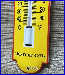 Vintage Shell Motor Oil Porcelain Thermometer Service Station Gas Pump Plate