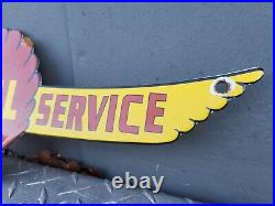 Vintage Shell Porcelain Sign Aviation Gasoline Station Oil Service Pilot Flying