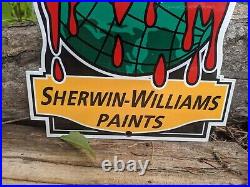 Vintage Sherwin Williams Paints Porcelain Painting Metal Sign 12 X 7