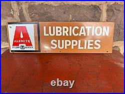 Vintage Sign Alemite Lubrication Supplies Rack Topper