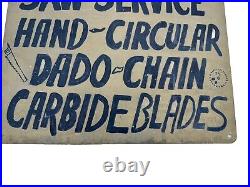 Vintage Sign Saw Service Trade Sign Hand Painted 1960s SHIPS FREE IN USA