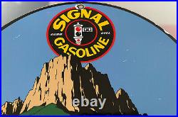 Vintage Signal Gasoline Porcelain Sign Gas Station Motor Oil Go Farther Rare