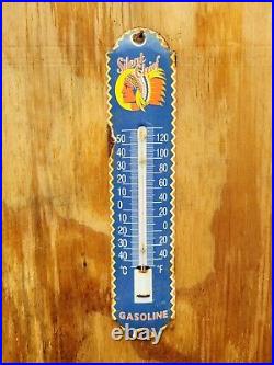 Vintage Silent Chief Gasoline Thermometer Porcelain Sign Gas Motor Oil Service