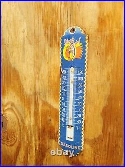 Vintage Silent Chief Gasoline Thermometer Porcelain Sign Gas Motor Oil Service