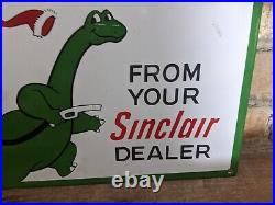 Vintage Sinclair Motor Oil Gasoline Porcelain Gas Pump Sign 12 X 12