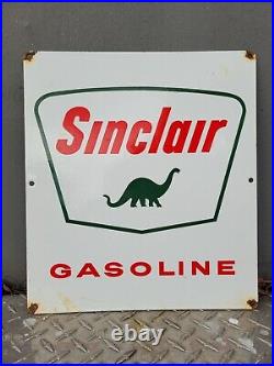Vintage Sinclair Porcelain Gas Sign Pump Plate Dino Motor Oil Service Garage