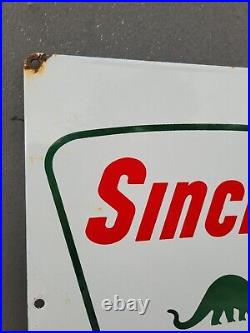 Vintage Sinclair Porcelain Gas Sign Pump Plate Dino Motor Oil Service Garage