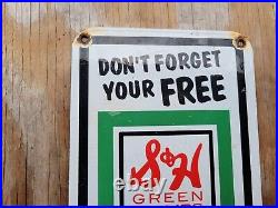 Vintage Sinclair Porcelain Sign S&h Green Stamps Grocery Store Gas Signage Oil